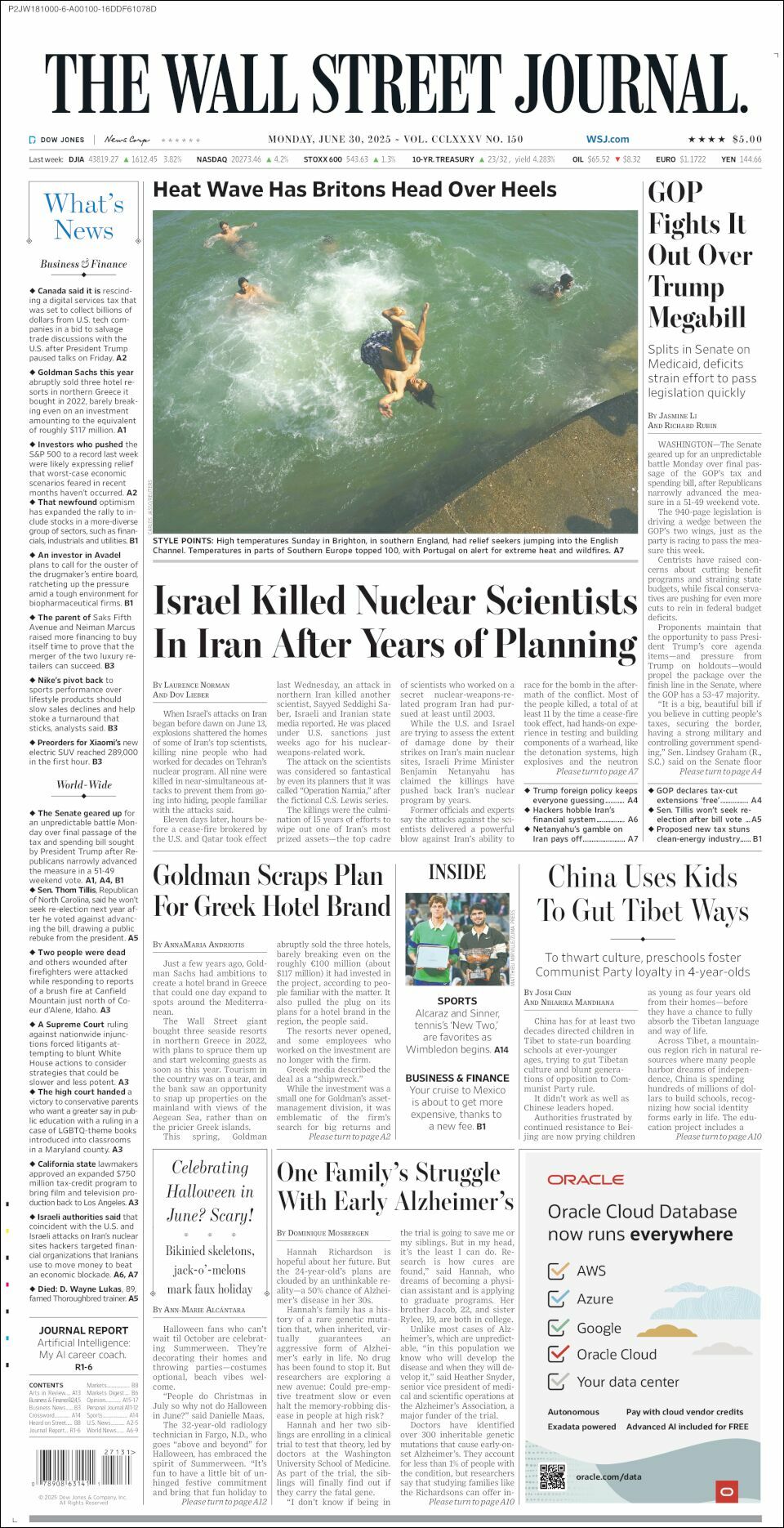The Wall Street Journal, edición del lunes 30 de junio de 2025