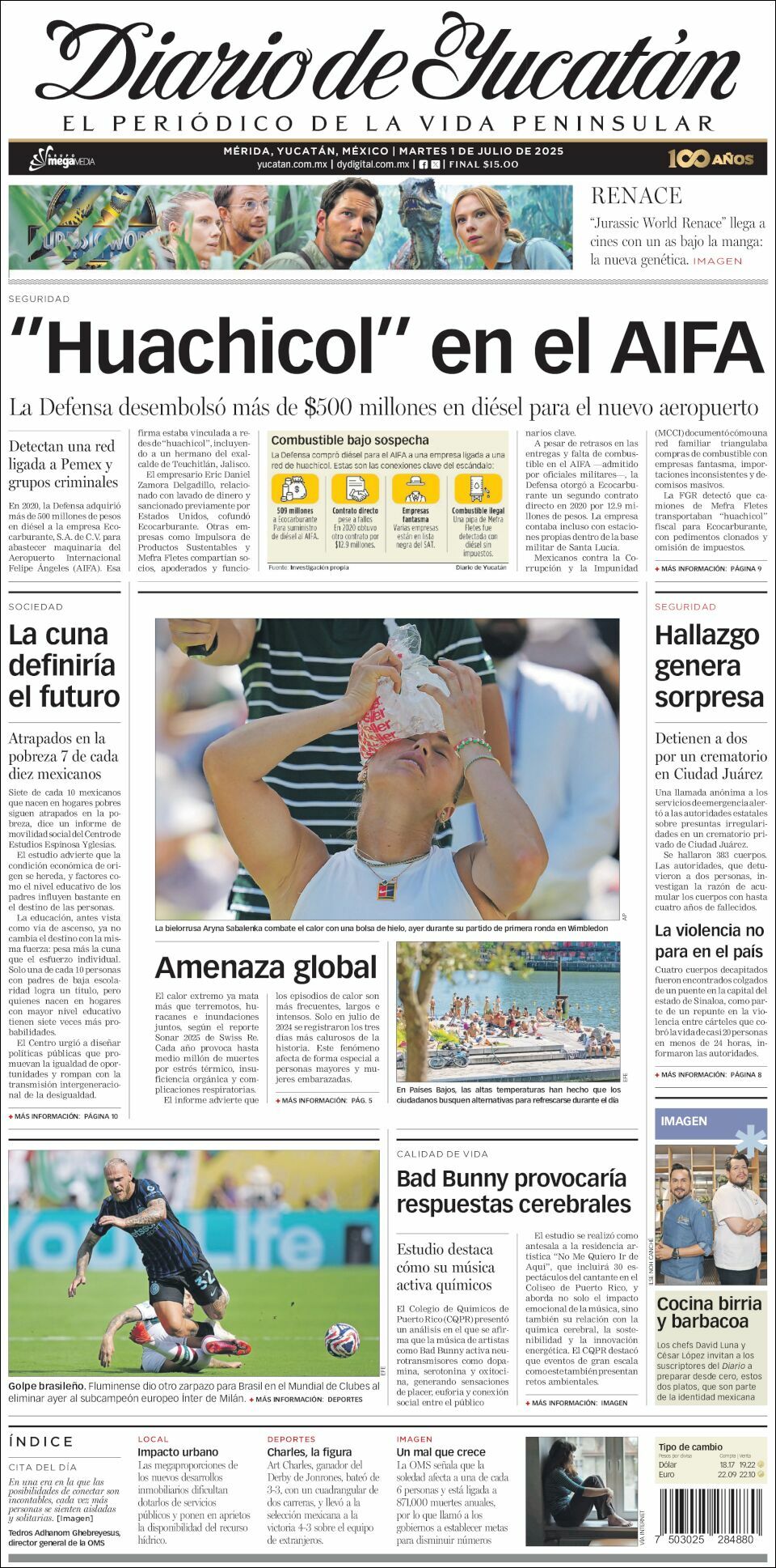 El Diario de Yucatán, edición del martes 01 de julio de 2025