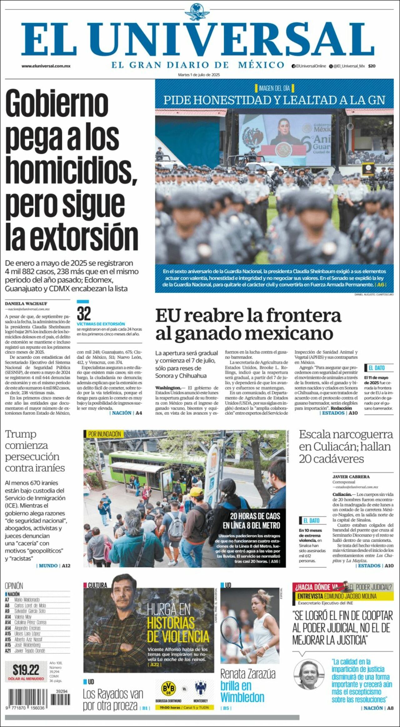 El Universal, edición del martes 01 de julio de 2025