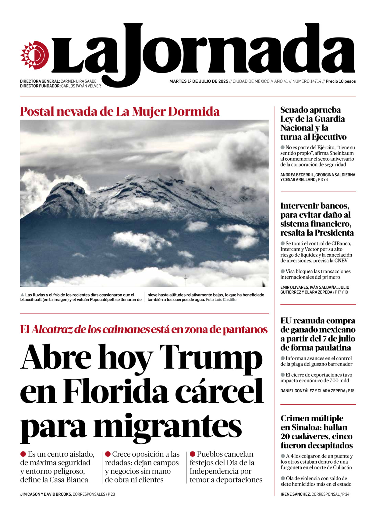 La Jornada, edición del martes 01 de julio de 2025