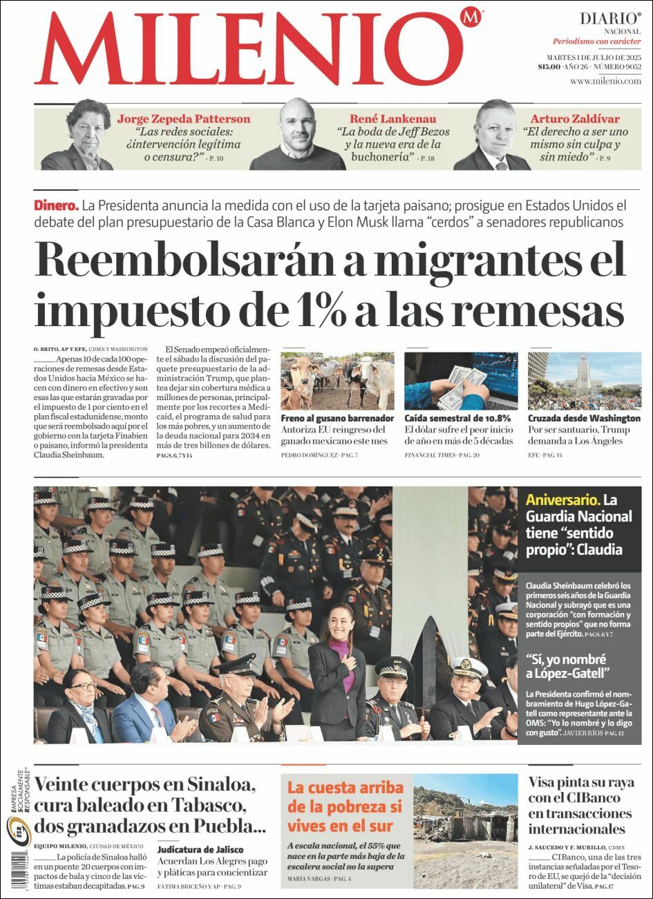 Milenio, edición del martes 01 de julio de 2025