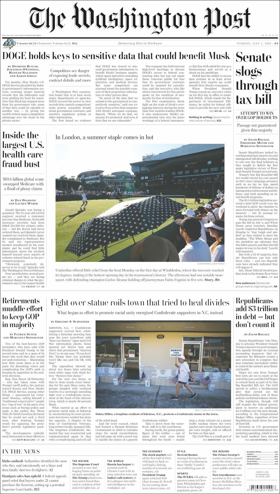 The Washington Post, edición del martes 01 de julio de 2025