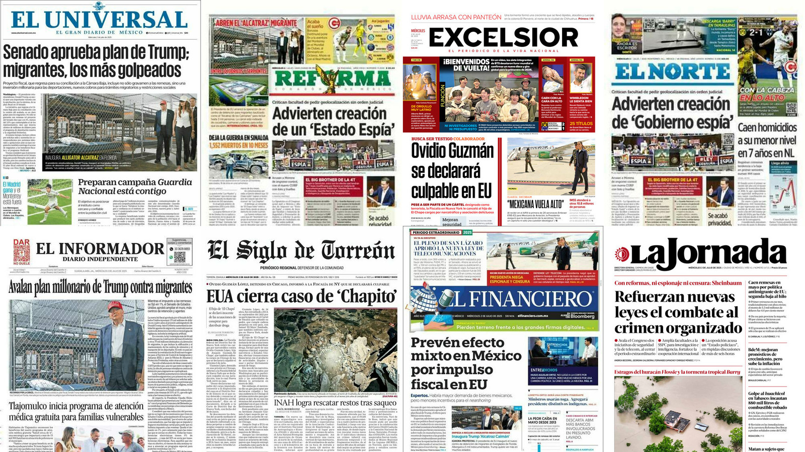 Portadas de periódicos impresos más importantes de México hoy