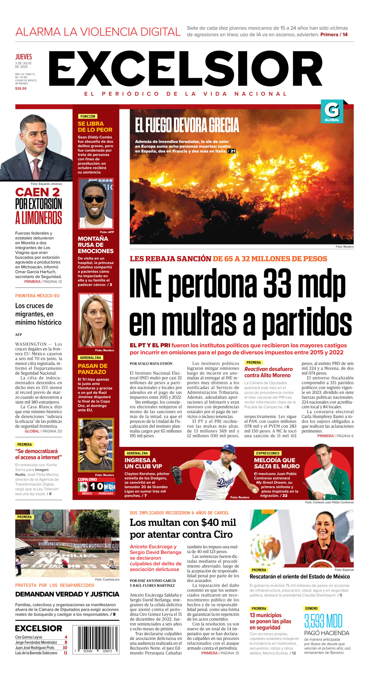 Excelsior, edición del jueves 03 de julio de 2025 Excelsior, edición del jueves 03 de julio de 2025