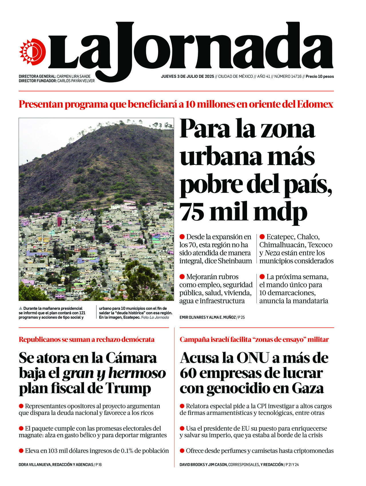 La Jornada, edición del jueves 03 de julio de 2025 La Jornada, edición del jueves 03 de julio de 2025