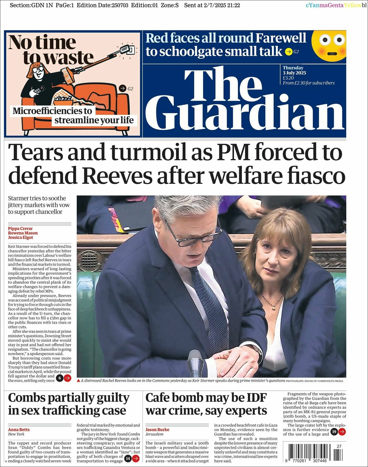 The Guardian, edición del jueves 03 de julio de 2025 The Guardian, edición del jueves 03 de julio de 2025