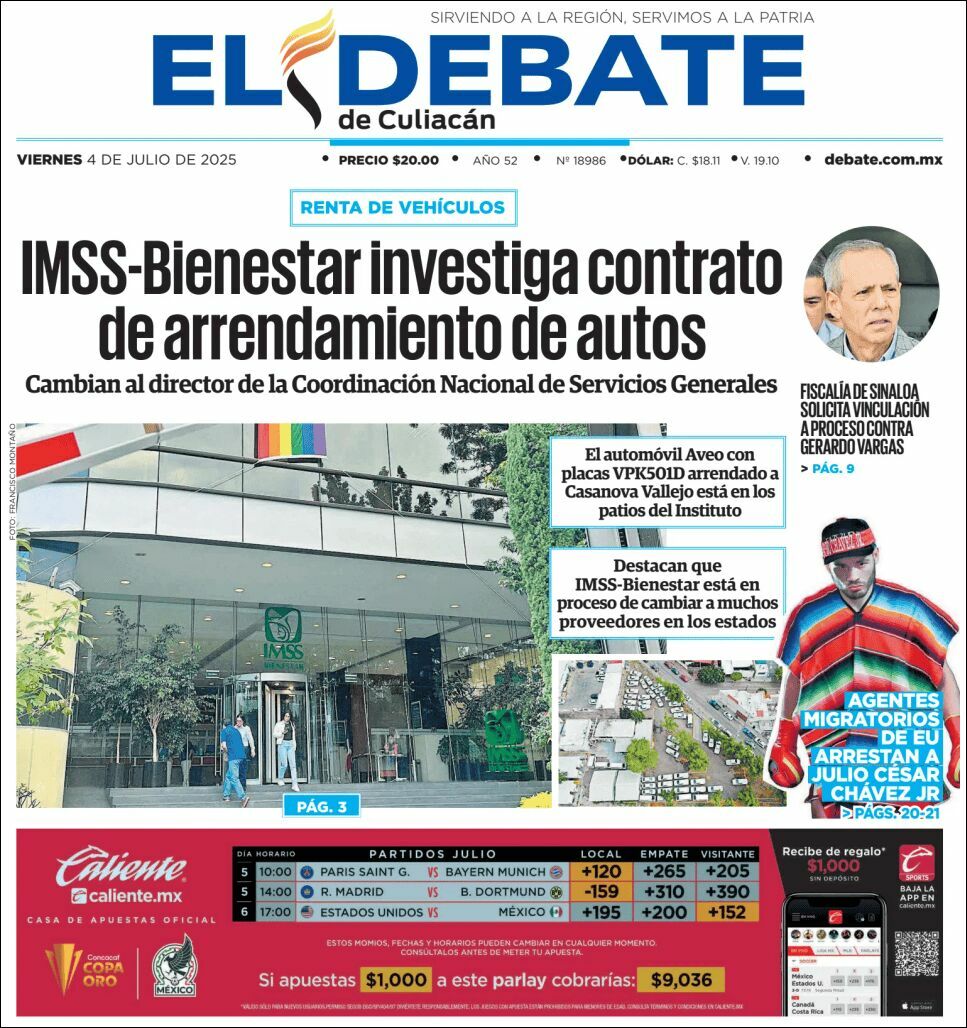 El Debate Culiacán, edición del viernes 04 de julio de 2025 El Debate Culiacán, edición del viernes 04 de julio de 2025