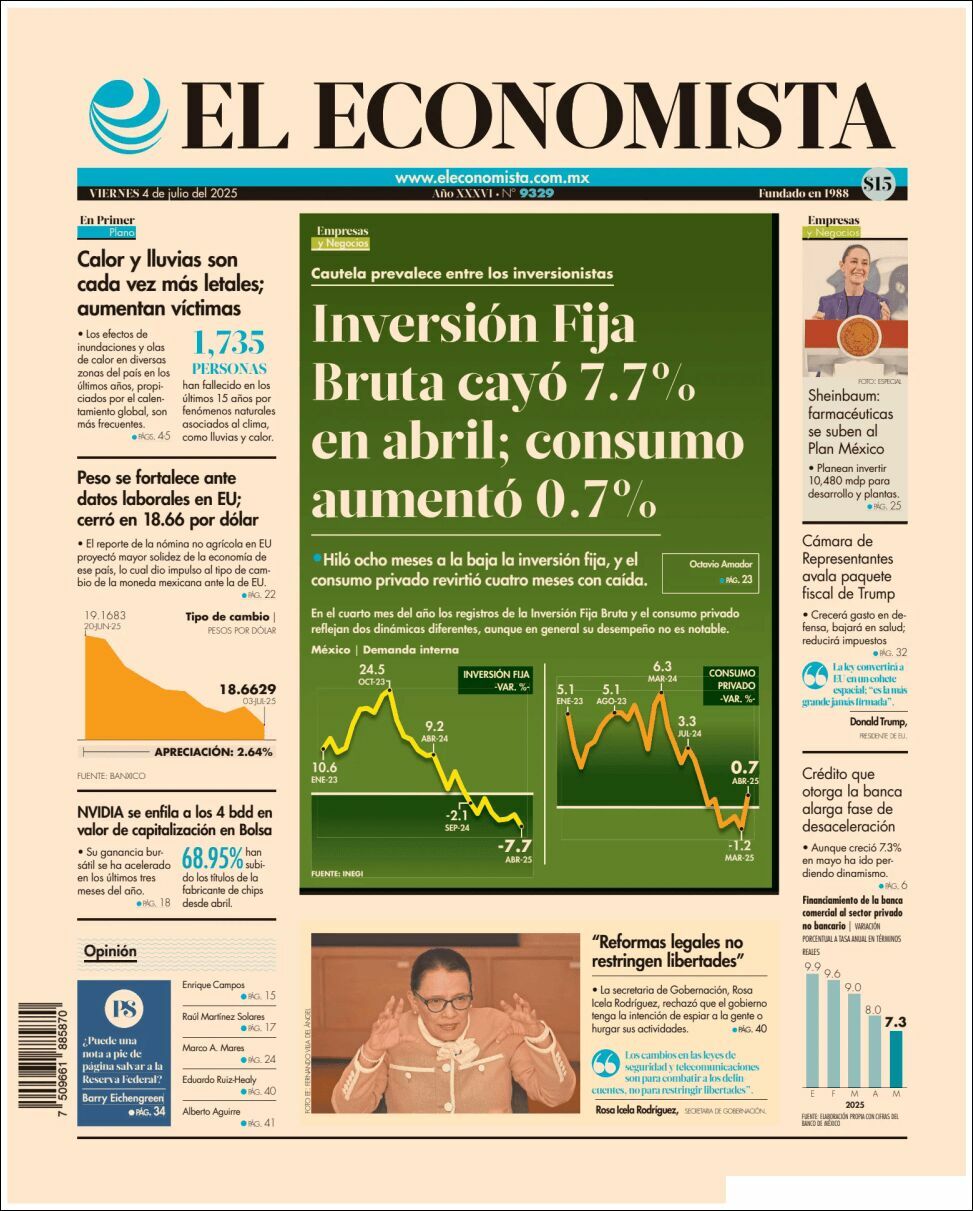 El Economista, edición del viernes 04 de julio de 2025 El Economista, edición del viernes 04 de julio de 2025