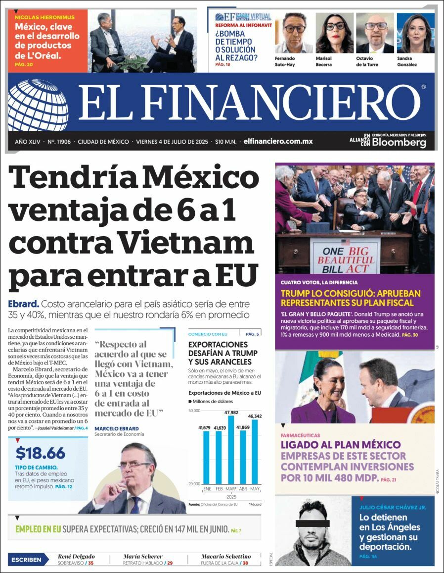 El Financiero, edición del viernes 04 de julio de 2025 El Financiero, edición del viernes 04 de julio de 2025