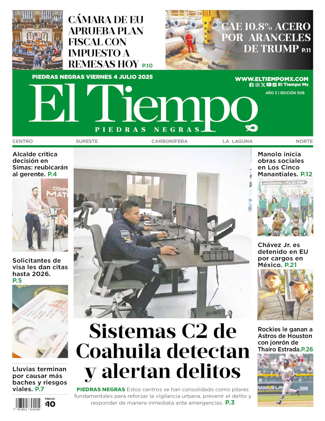 El Tiempo Piedras Negras, edición del viernes 04 de julio de 2025 El Tiempo Piedras Negras, edición del viernes 04 de julio de 2025