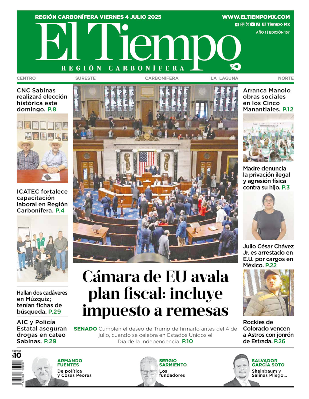 El Tiempo Región Carbonífera, edición del viernes 04 de julio de 2025 El Tiempo Región Carbonífera, edición del viernes 04 de julio de 2025