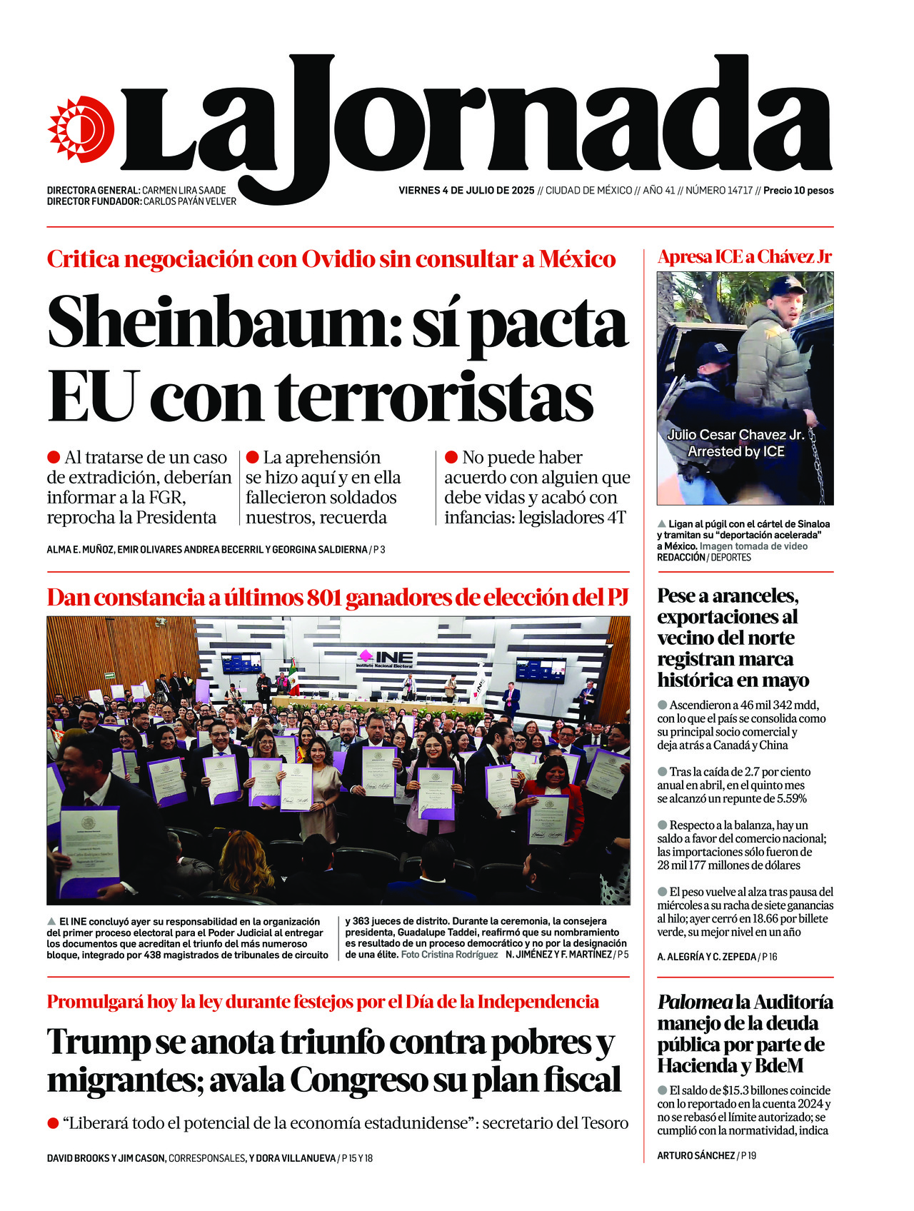 La Jornada, edición del viernes 04 de julio de 2025 La Jornada, edición del viernes 04 de julio de 2025