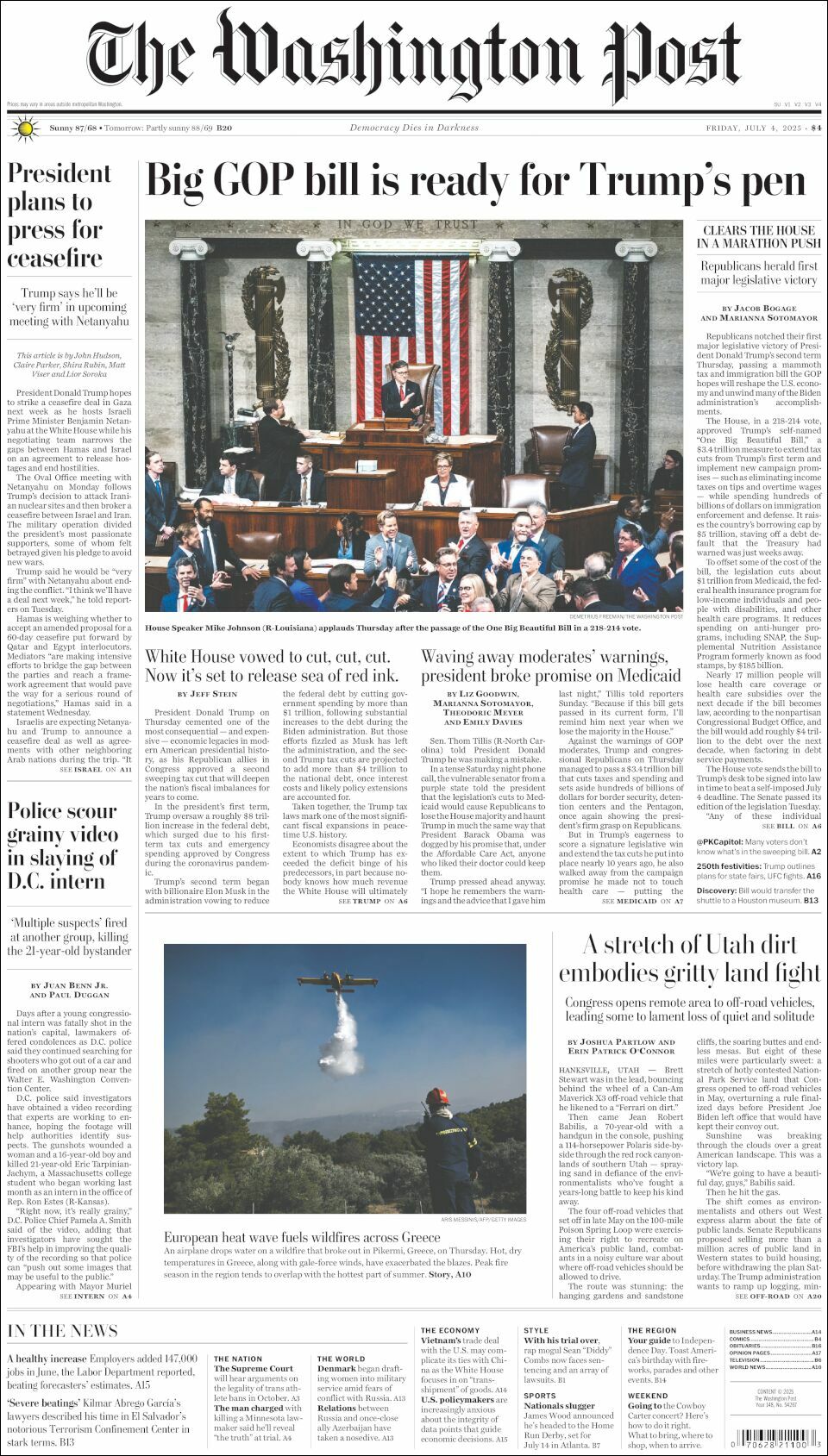 The Washington Post, edición del viernes 04 de julio de 2025 The Washington Post, edición del viernes 04 de julio de 2025