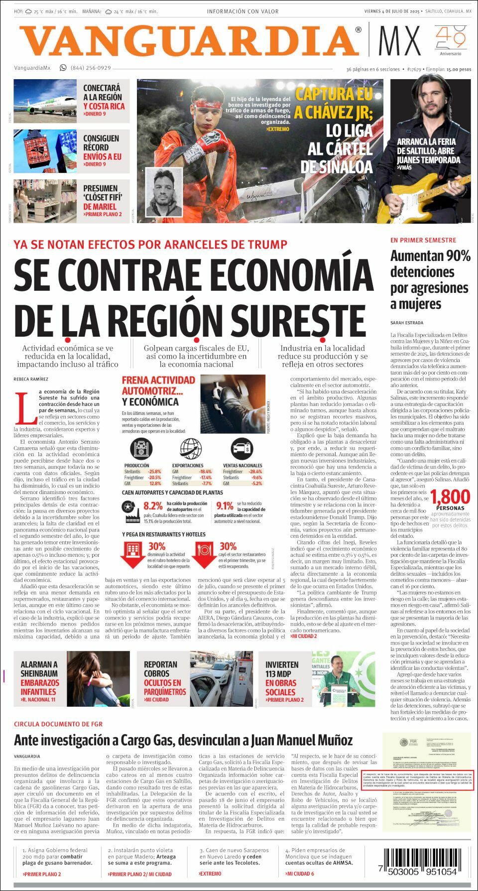 Vanguardia, edición del viernes 04 de julio de 2025 Vanguardia, edición del viernes 04 de julio de 2025