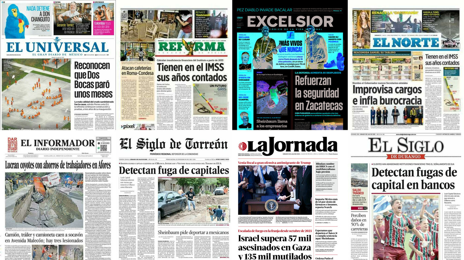 Portadas de periódicos impresos más importantes de México hoy
