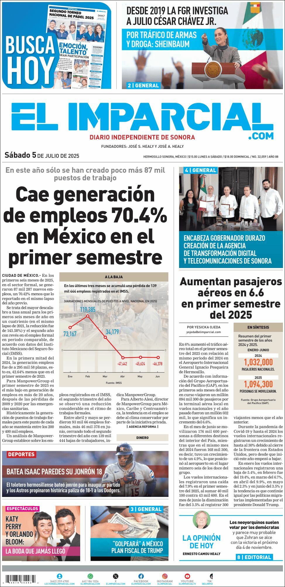 El Imparcial, edición del sábado 05 de julio de 2025 El Imparcial, edición del sábado 05 de julio de 2025