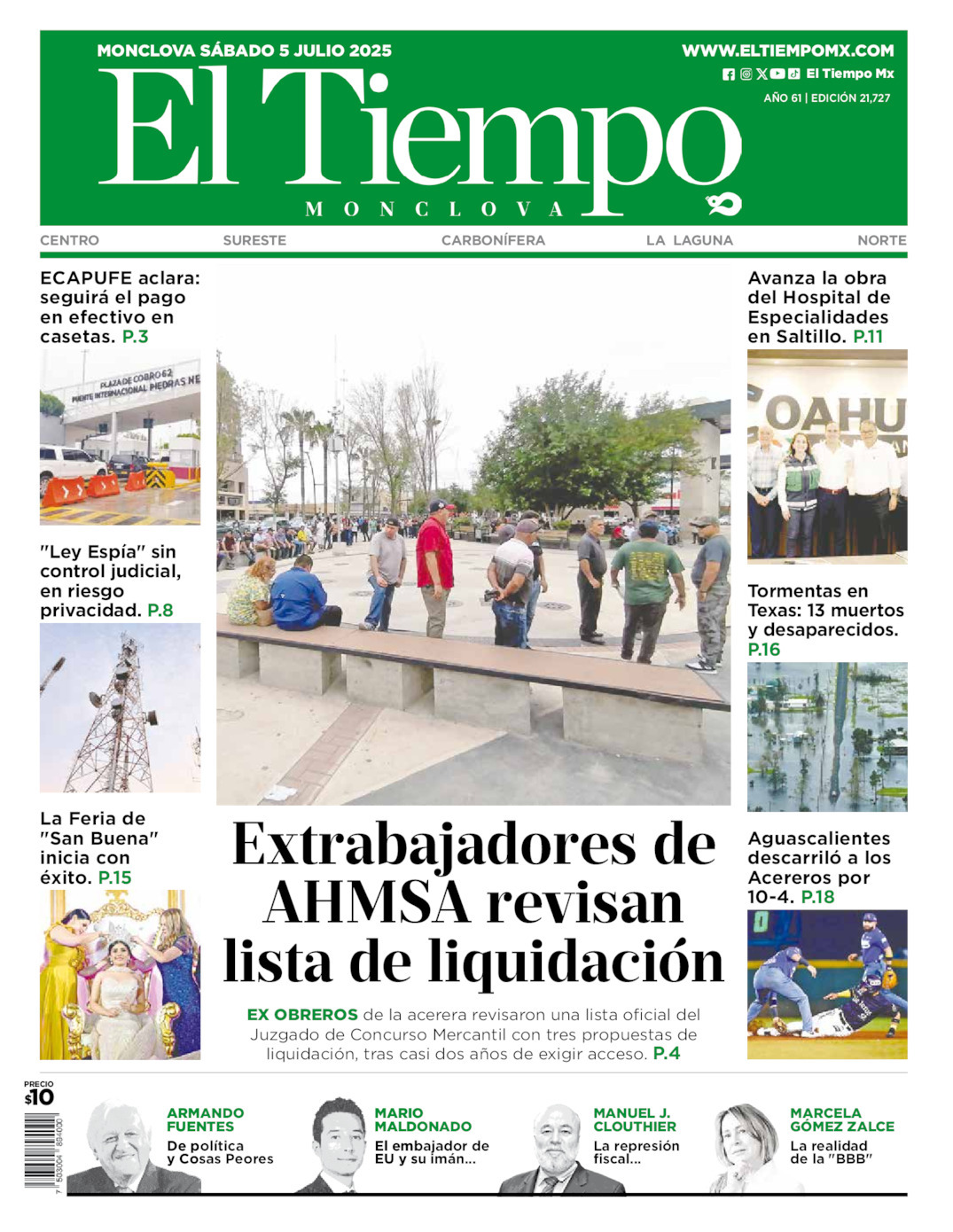 El Tiempo Monclova, edición del sábado 05 de julio de 2025 El Tiempo Monclova, edición del sábado 05 de julio de 2025