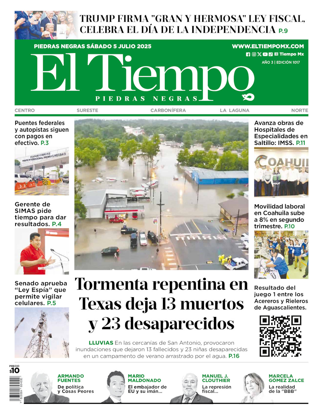 El Tiempo Piedras Negras, edición del sábado 05 de julio de 2025 El Tiempo Piedras Negras, edición del sábado 05 de julio de 2025