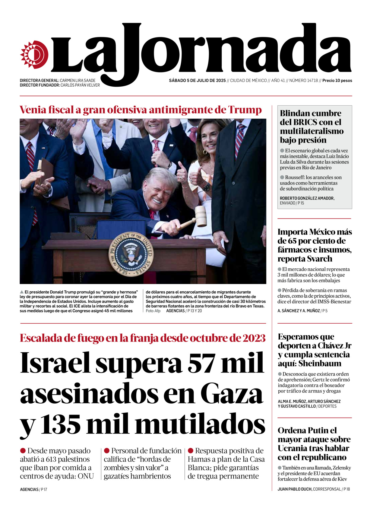 La Jornada, edición del sábado 05 de julio de 2025 La Jornada, edición del sábado 05 de julio de 2025