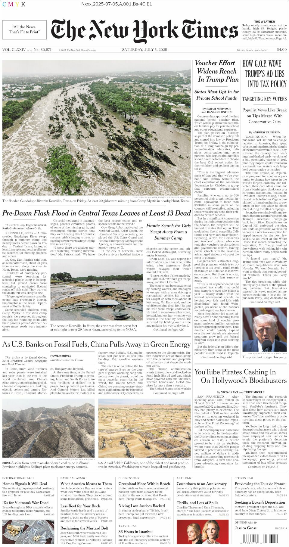 The New York Times, edición del sábado 05 de julio de 2025 The New York Times, edición del sábado 05 de julio de 2025