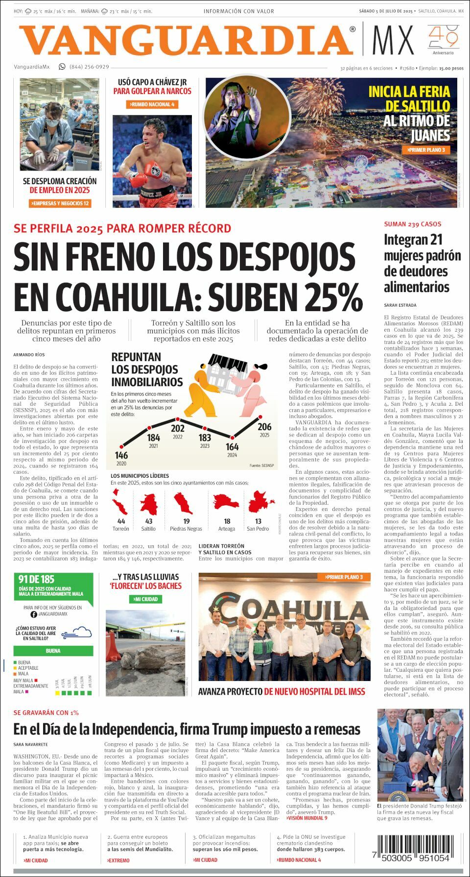 Vanguardia, edición del sábado 05 de julio de 2025 Vanguardia, edición del sábado 05 de julio de 2025