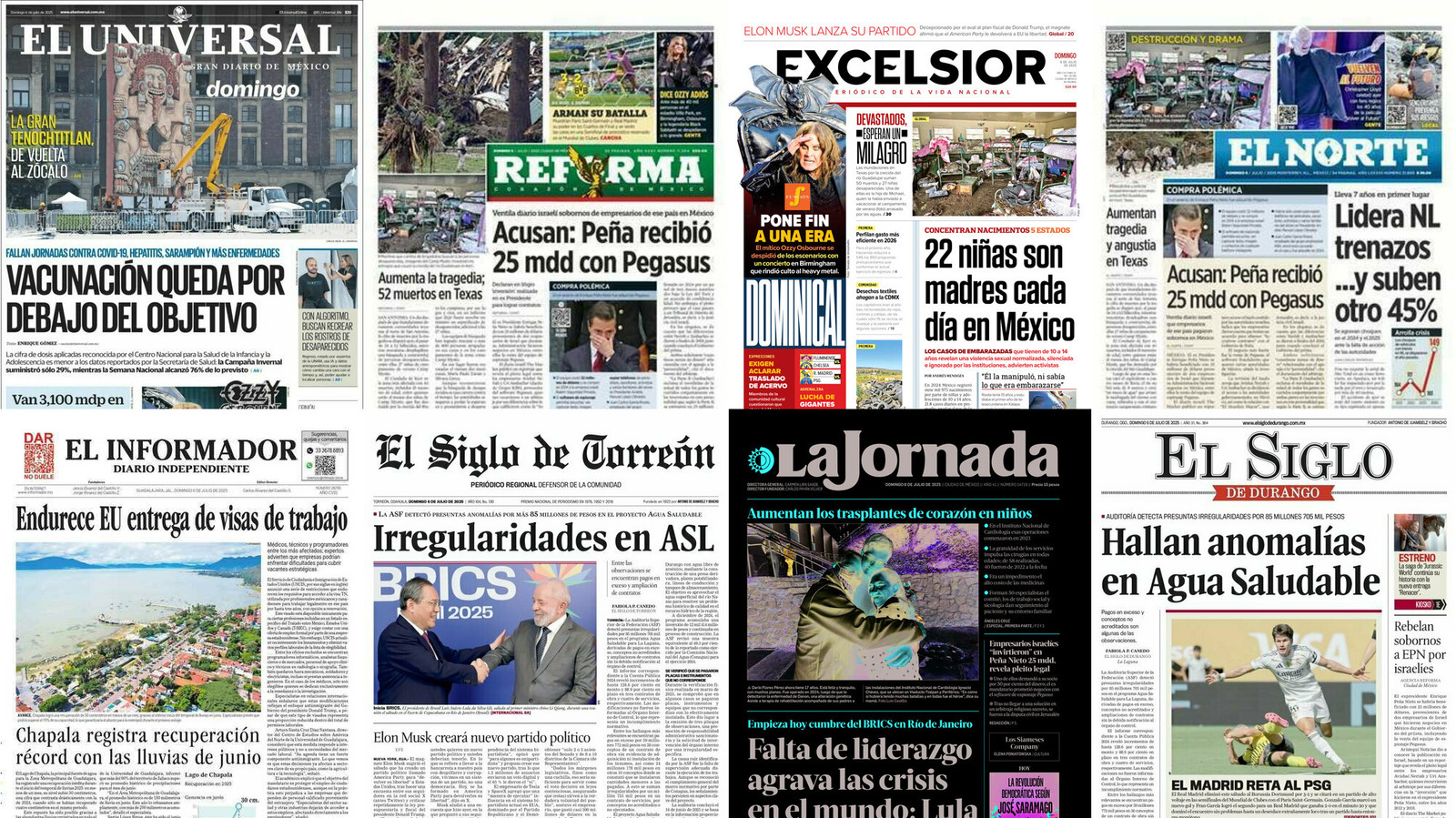 Portadas de periódicos impresos más importantes de México hoy