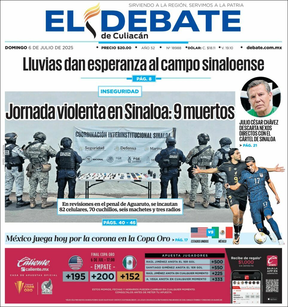 El Debate Culiacán, edición del domingo 06 de julio de 2025 El Debate Culiacán, edición del domingo 06 de julio de 2025