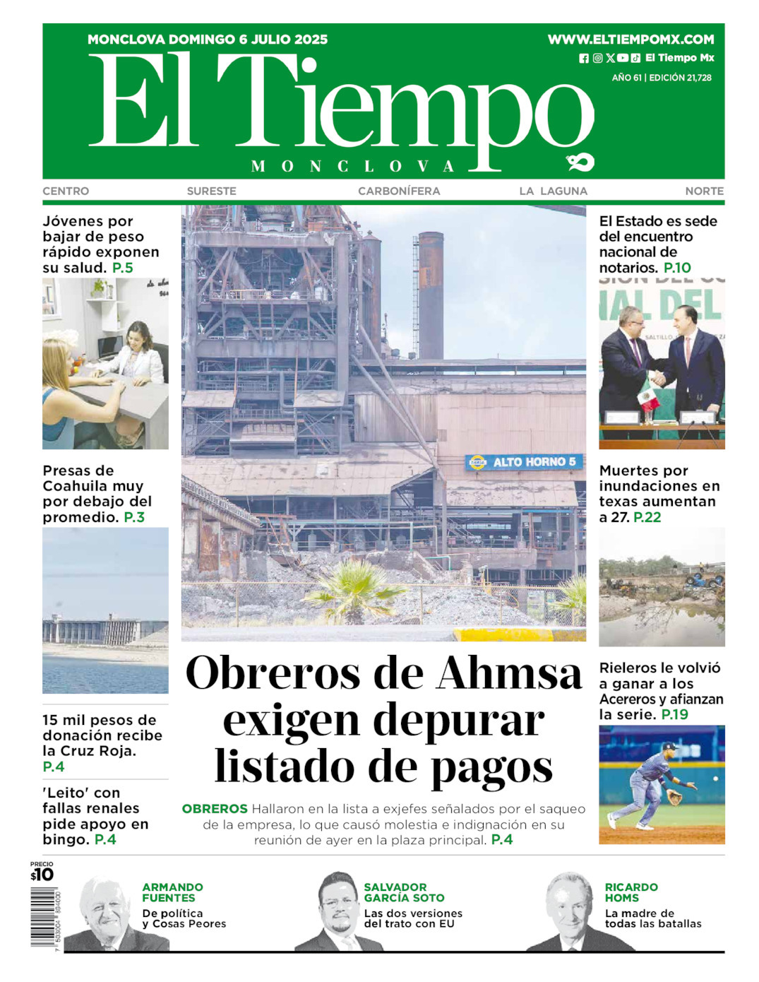 El Tiempo Monclova, edición del domingo 06 de julio de 2025 El Tiempo Monclova, edición del domingo 06 de julio de 2025