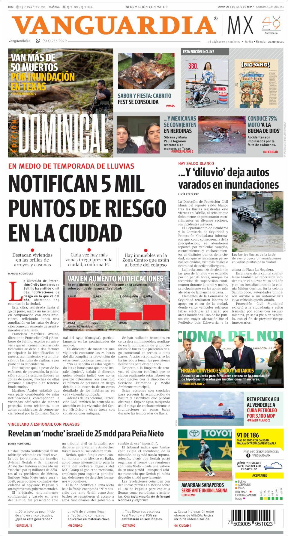 Vanguardia, edición del domingo 06 de julio de 2025 Vanguardia, edición del domingo 06 de julio de 2025