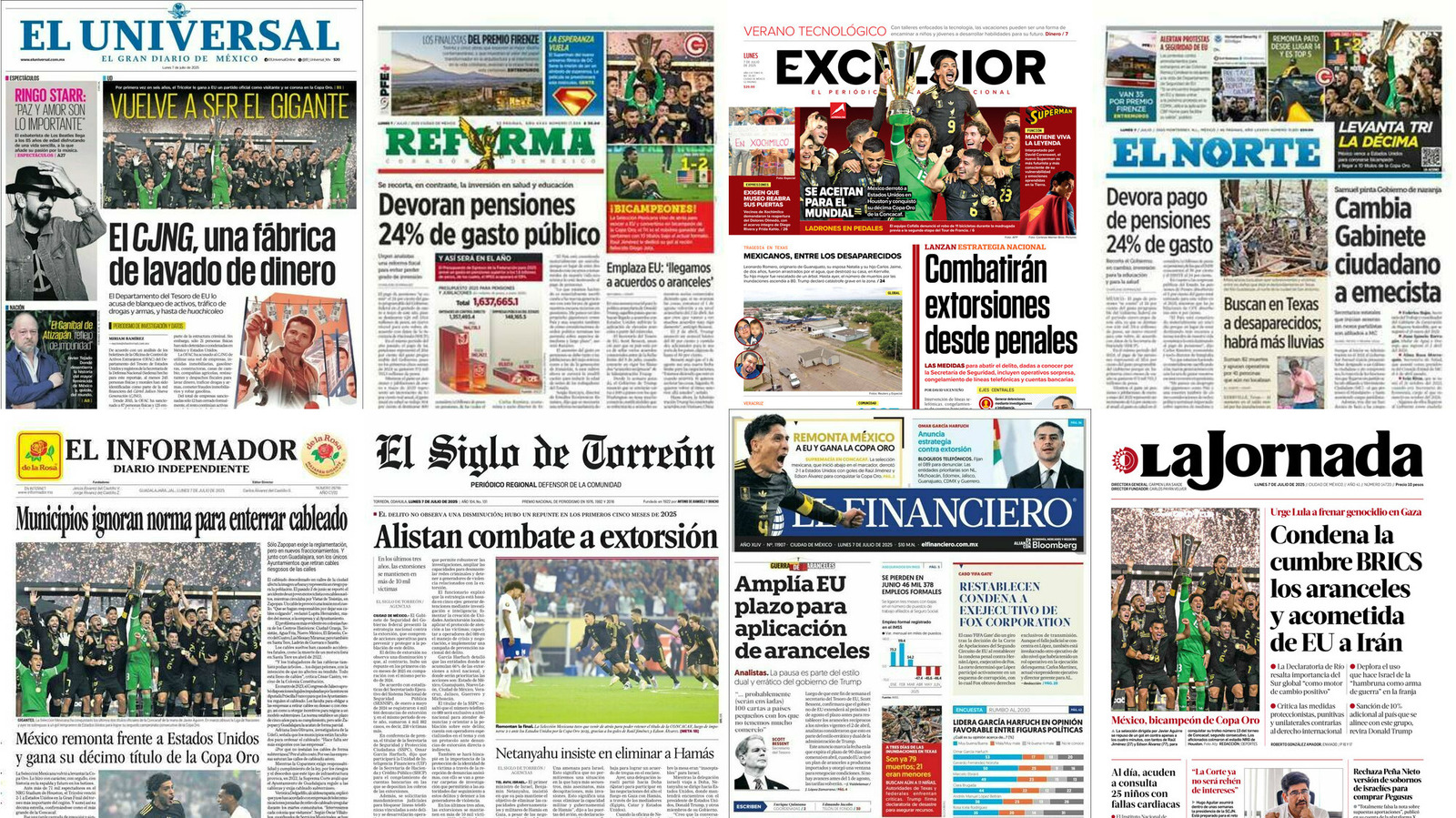 Portadas de periódicos impresos más importantes de México hoy
