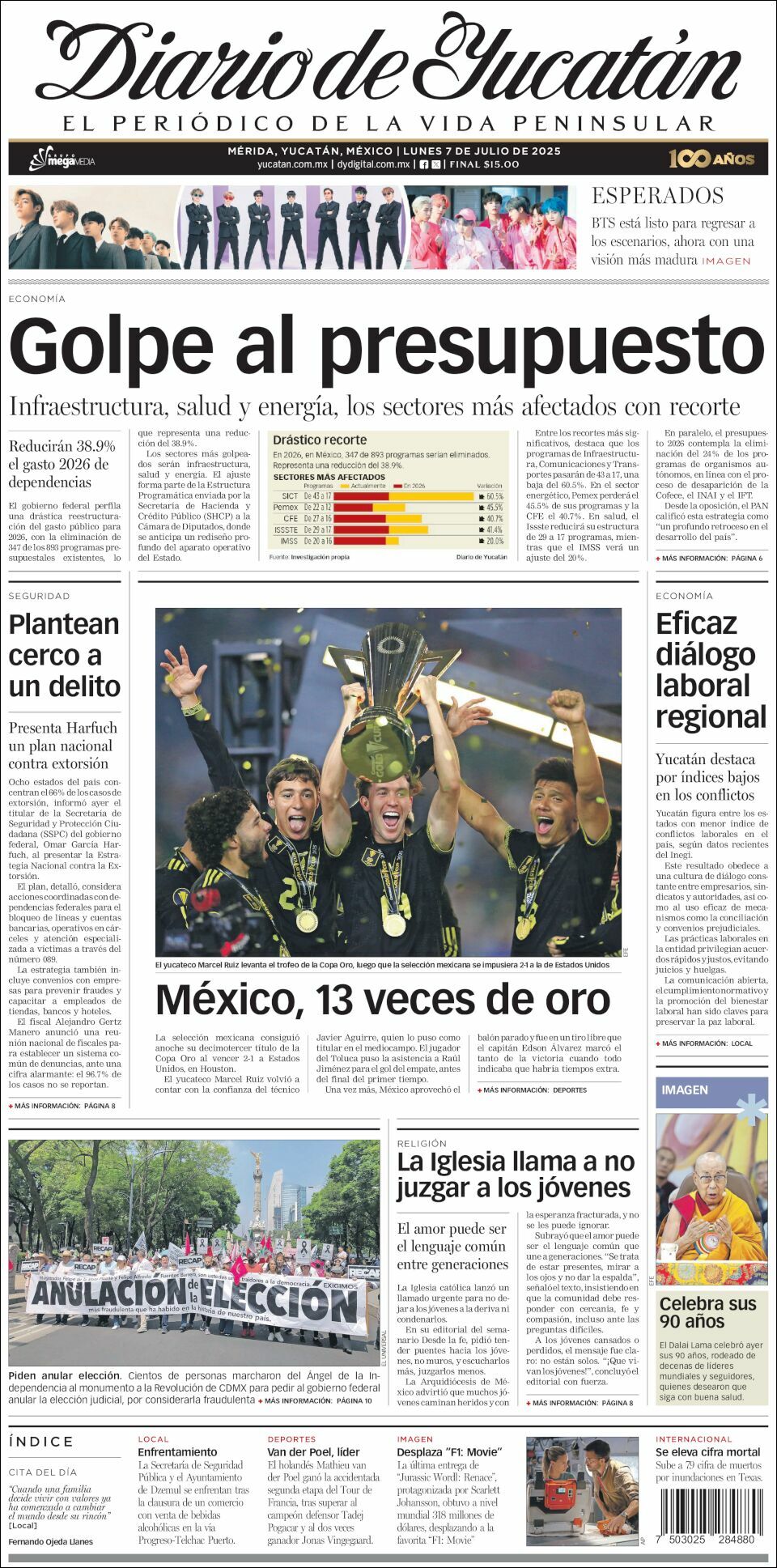 El Diario de Yucatán, edición del lunes 07 de julio de 2025 El Diario de Yucatán, edición del lunes 07 de julio de 2025