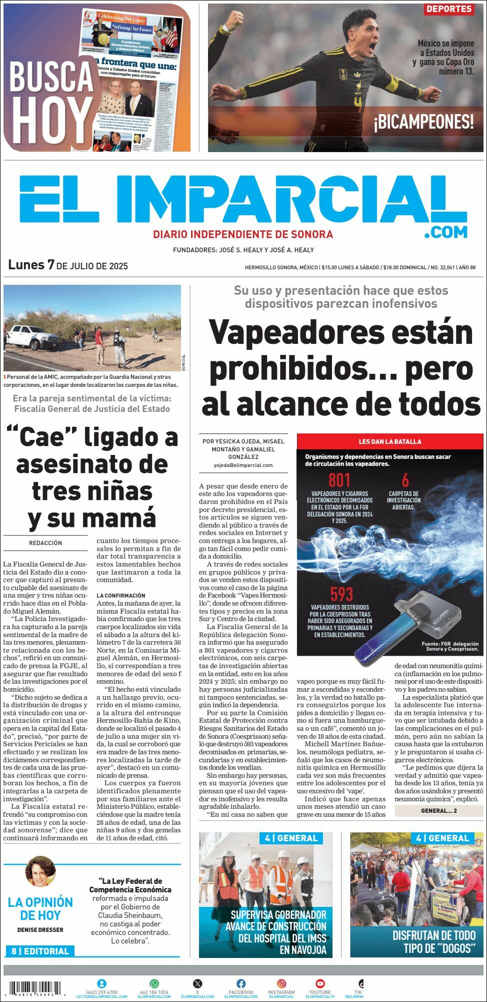 El Imparcial, edición del lunes 07 de julio de 2025 El Imparcial, edición del lunes 07 de julio de 2025