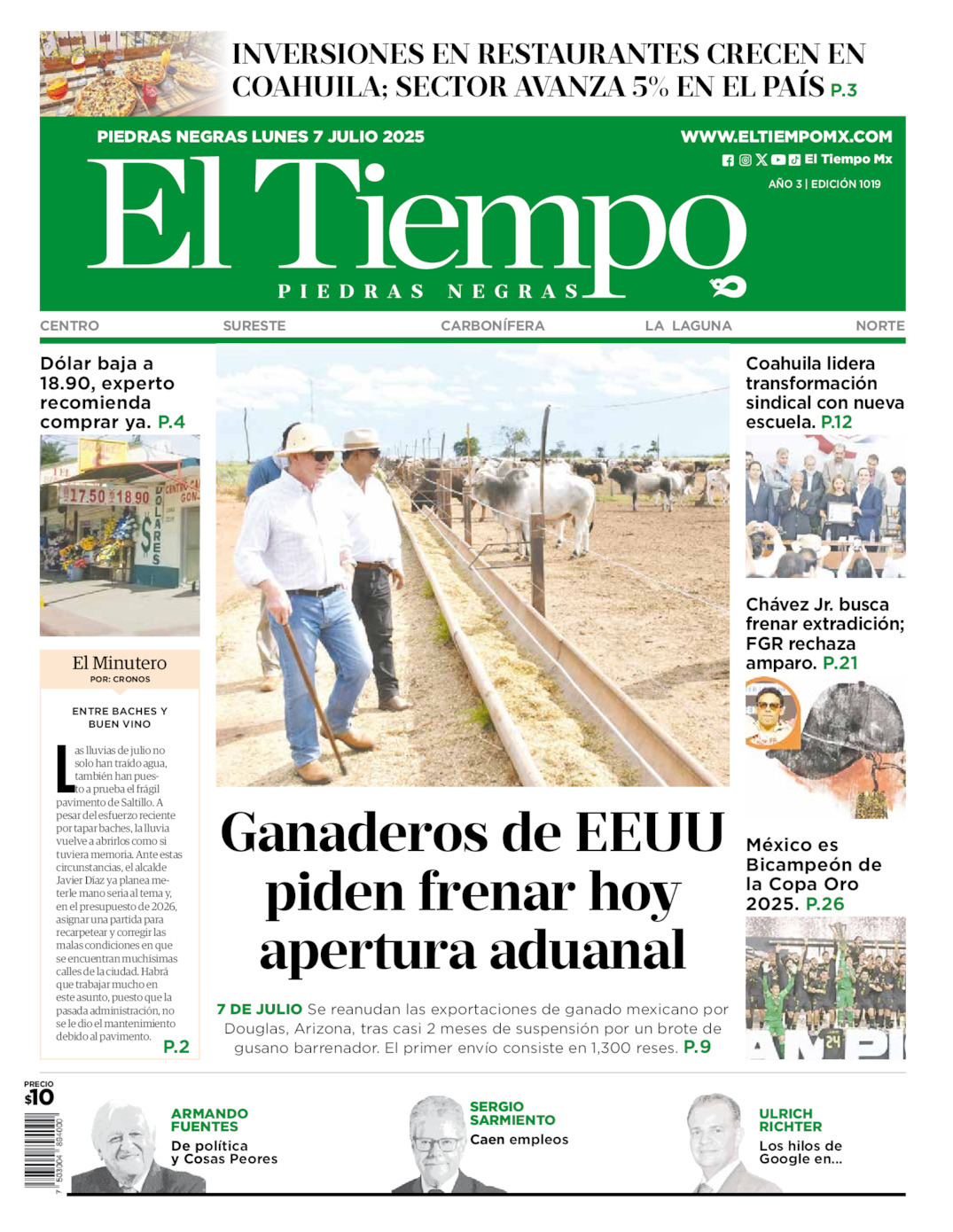 El Tiempo Piedras Negras, edición del lunes 07 de julio de 2025 El Tiempo Piedras Negras, edición del lunes 07 de julio de 2025