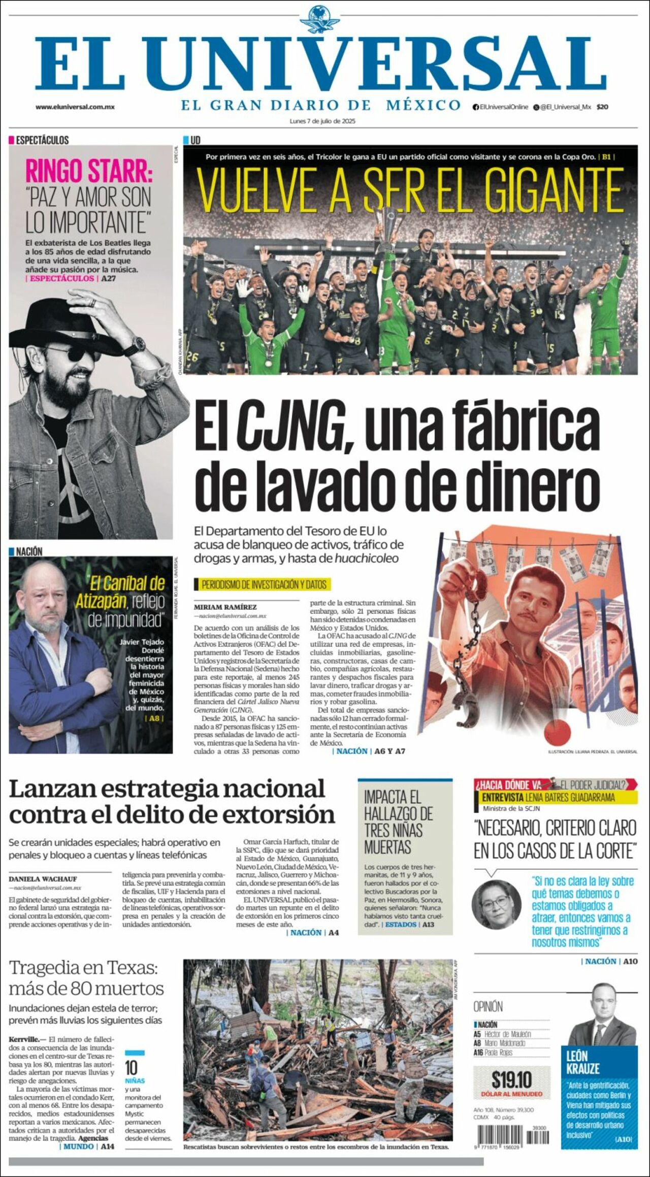 El Universal, edición del lunes 07 de julio de 2025 El Universal, edición del lunes 07 de julio de 2025