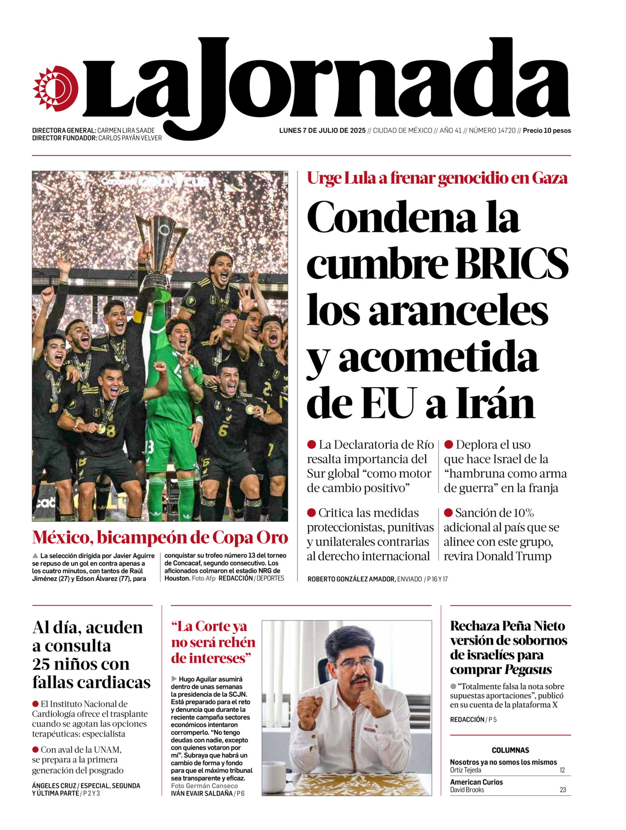 La Jornada, edición del lunes 07 de julio de 2025 La Jornada, edición del lunes 07 de julio de 2025
