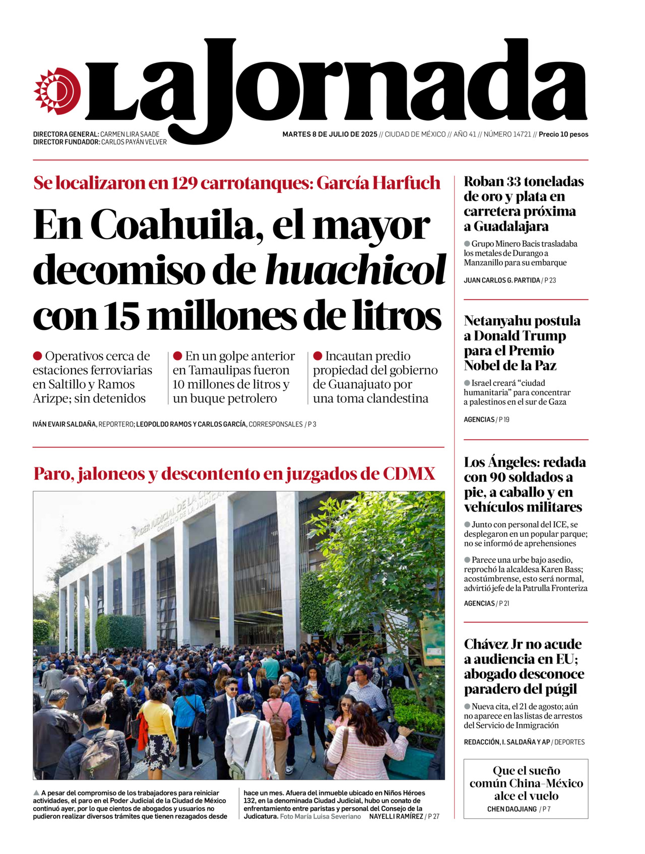 La Jornada, edición del martes 08 de julio de 2025 La Jornada, edición del martes 08 de julio de 2025