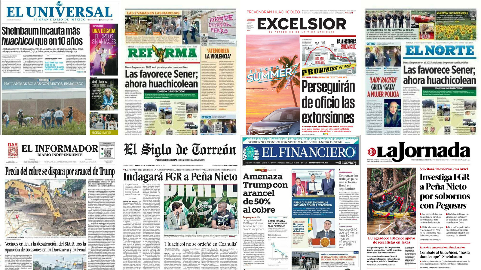 Portadas de periódicos impresos más importantes de México hoy