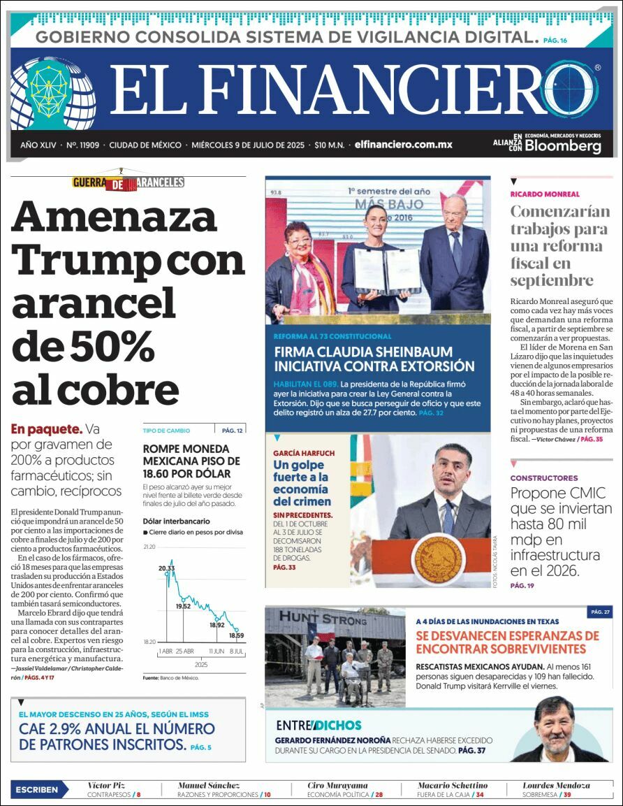 El Financiero, edición del miércoles 09 de julio de 2025 El Financiero, edición del miércoles 09 de julio de 2025