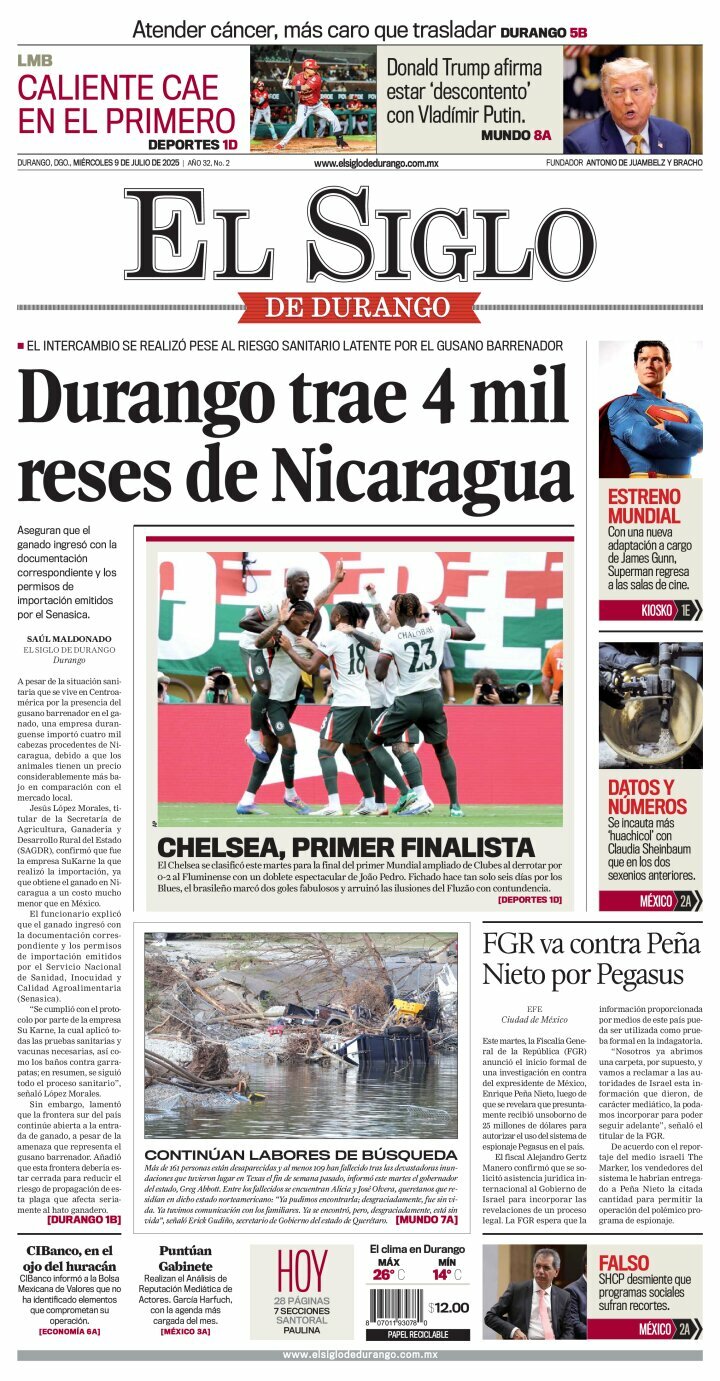El Siglo de Durango, edición del miércoles 09 de julio de 2025 El Siglo de Durango, edición del miércoles 09 de julio de 2025