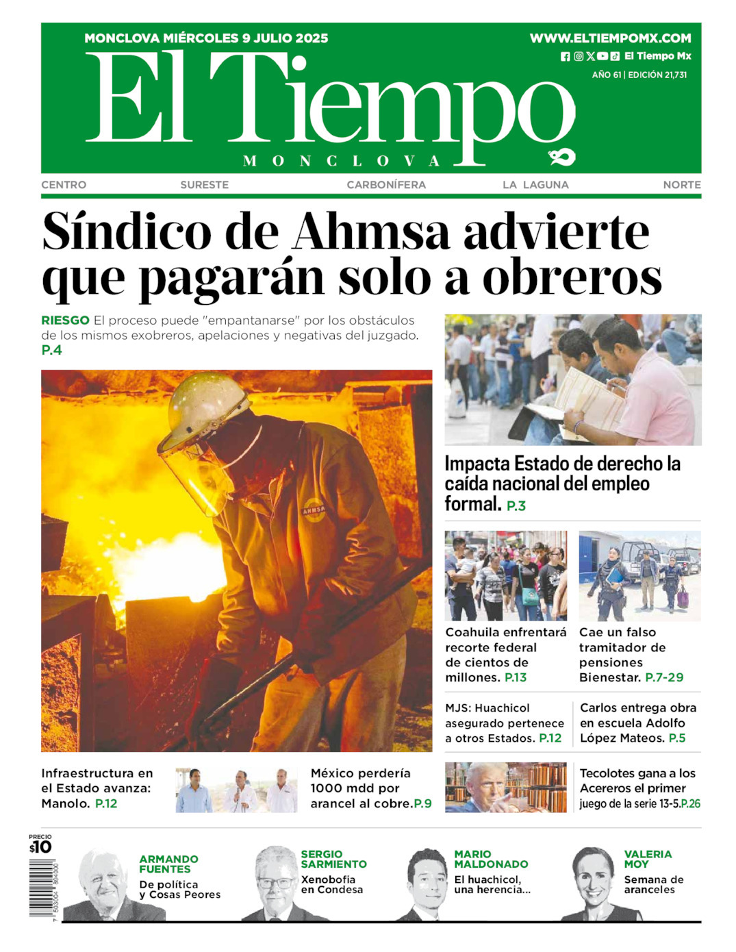 El Tiempo Monclova, edición del miércoles 09 de julio de 2025 El Tiempo Monclova, edición del miércoles 09 de julio de 2025