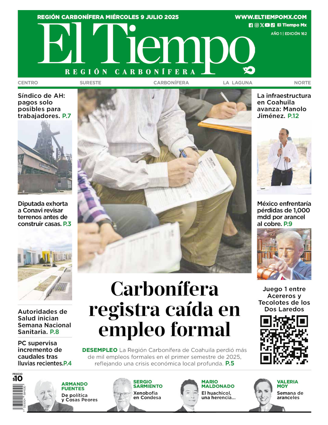 El Tiempo Región Carbonífera, edición del miércoles 09 de julio de 2025 El Tiempo Región Carbonífera, edición del miércoles 09 de julio de 2025
