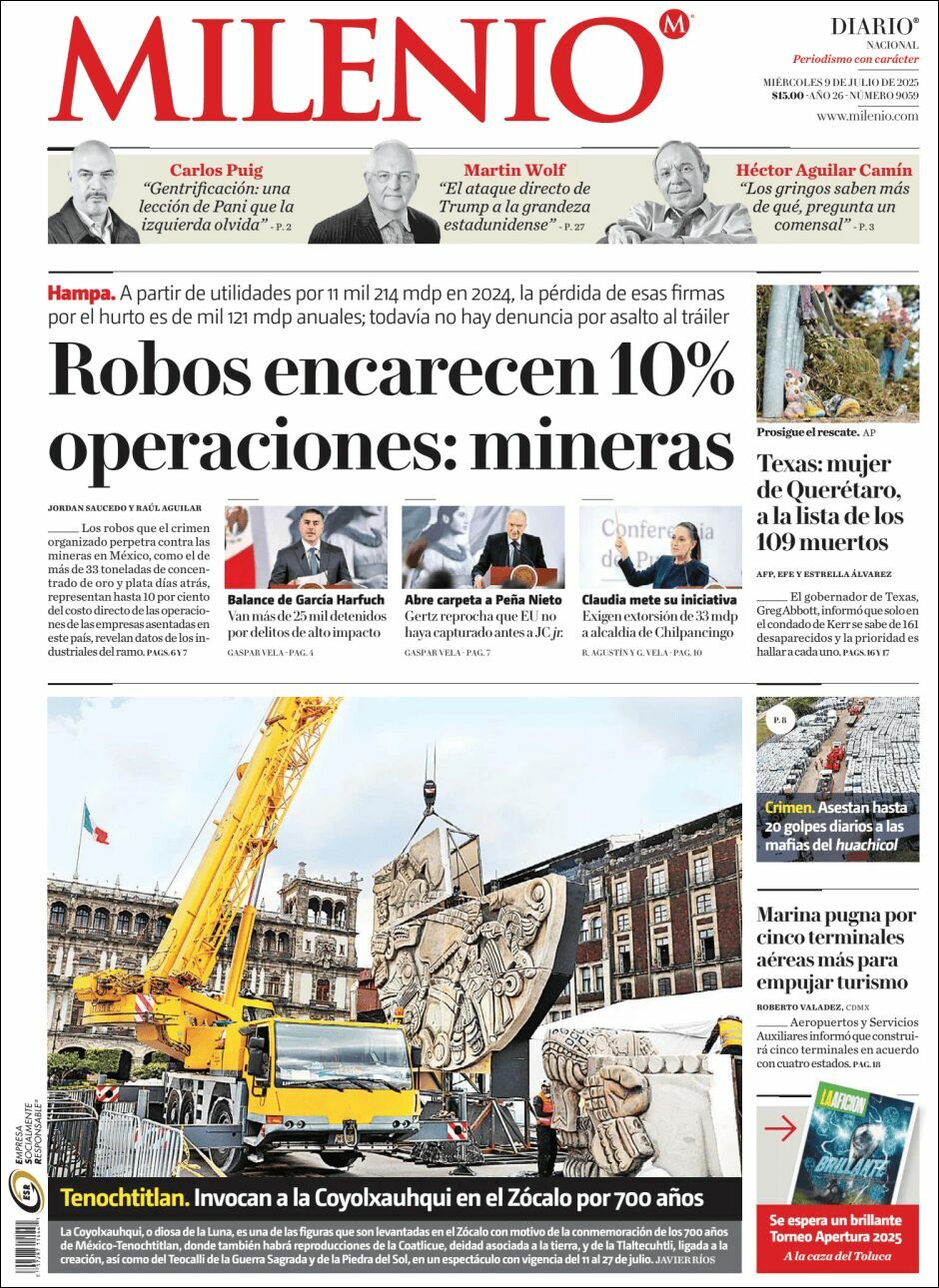 Milenio, edición del miércoles 09 de julio de 2025 Milenio, edición del miércoles 09 de julio de 2025