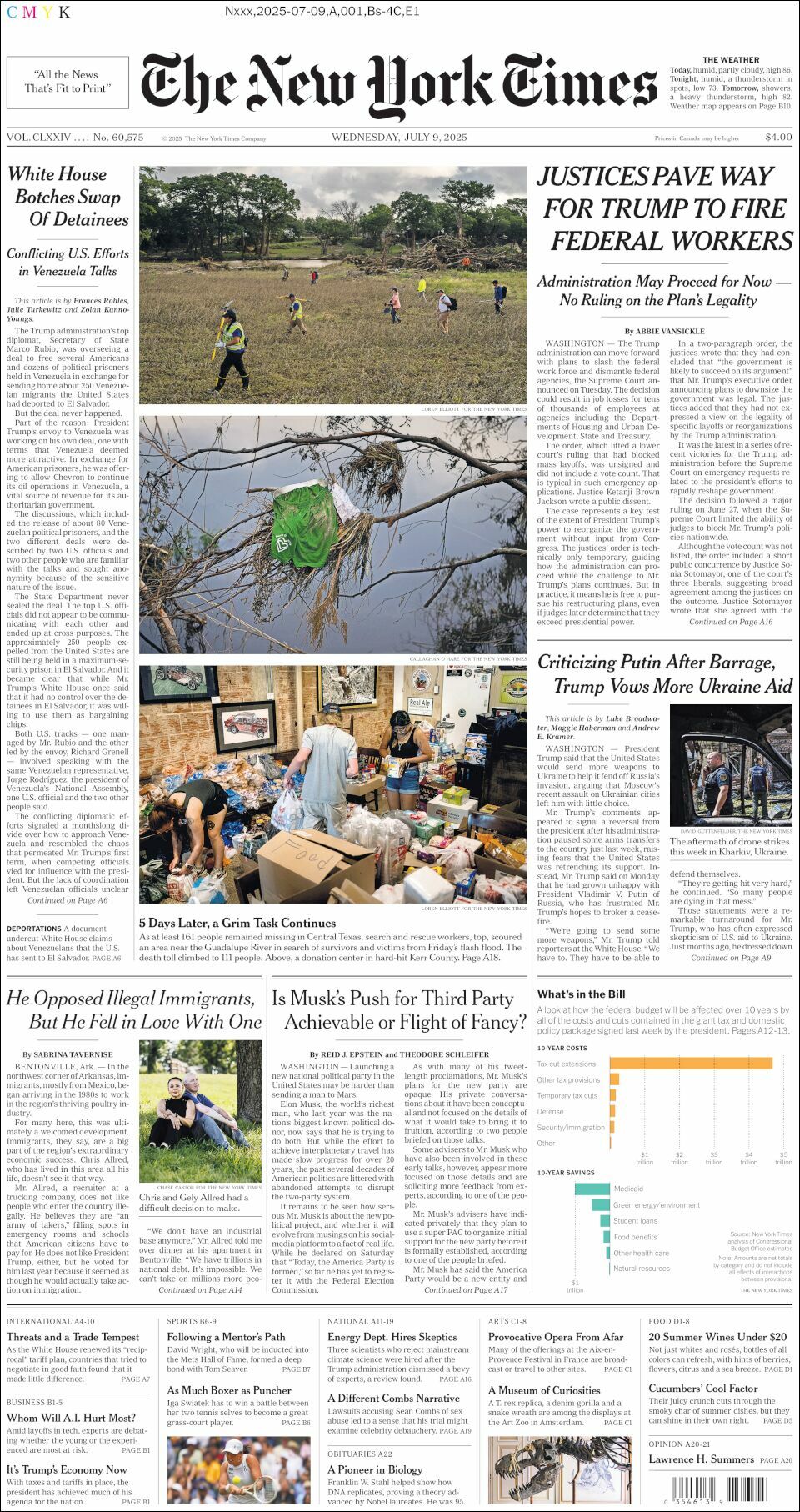 The New York Times, edición del miércoles 09 de julio de 2025 The New York Times, edición del miércoles 09 de julio de 2025