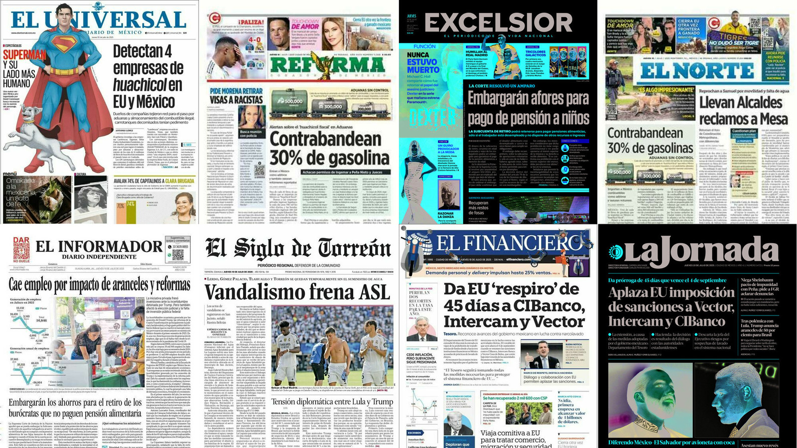 Portadas de periódicos impresos más importantes de México hoy