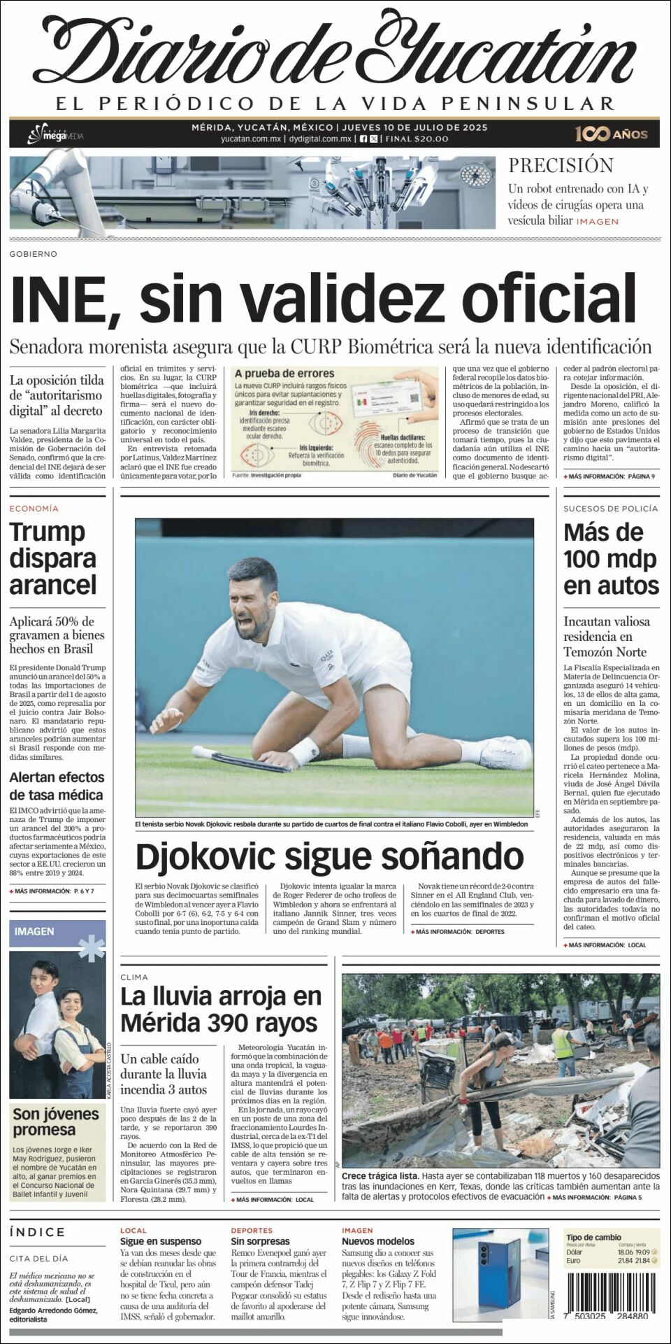 El Diario de Yucatán, edición del jueves 10 de julio de 2025 El Diario de Yucatán, edición del jueves 10 de julio de 2025