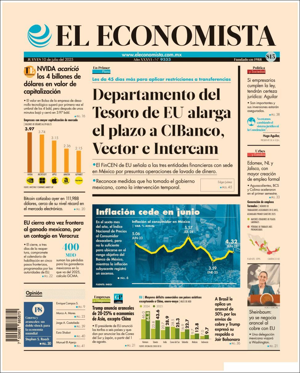 El Economista, edición del jueves 10 de julio de 2025 El Economista, edición del jueves 10 de julio de 2025