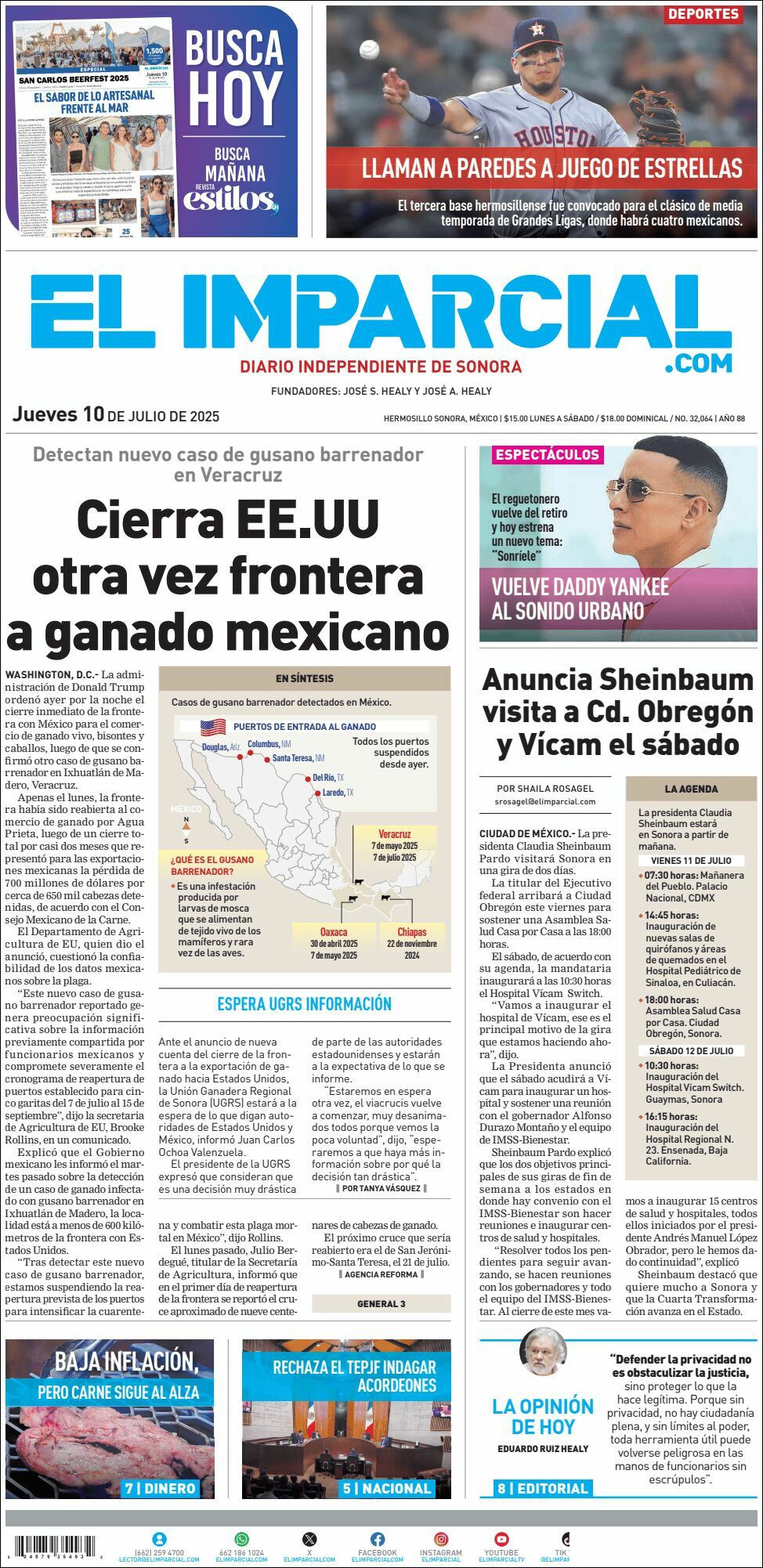El Imparcial, edición del jueves 10 de julio de 2025 El Imparcial, edición del jueves 10 de julio de 2025
