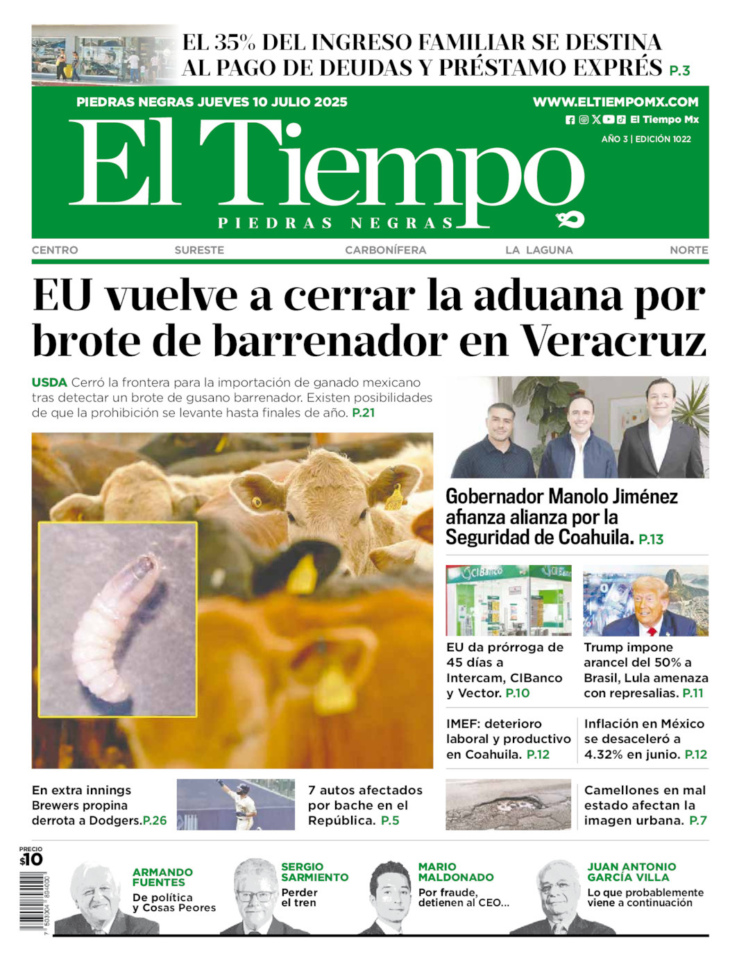 El Tiempo Piedras Negras, edición del jueves 10 de julio de 2025 El Tiempo Piedras Negras, edición del jueves 10 de julio de 2025