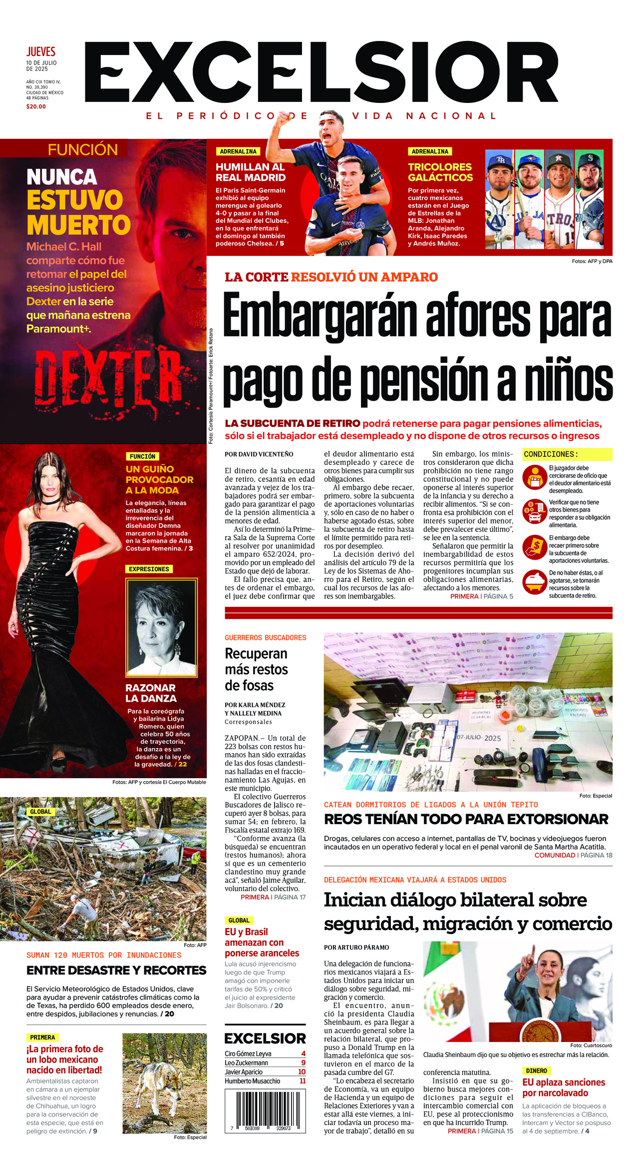 Excelsior, edición del jueves 10 de julio de 2025 Excelsior, edición del jueves 10 de julio de 2025