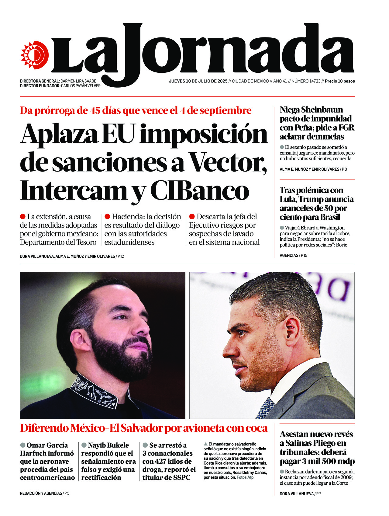 La Jornada, edición del jueves 10 de julio de 2025 La Jornada, edición del jueves 10 de julio de 2025